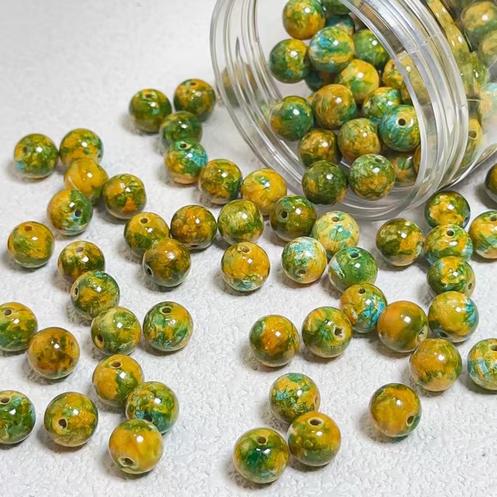 Oil painting beads (10mm 100pcs)