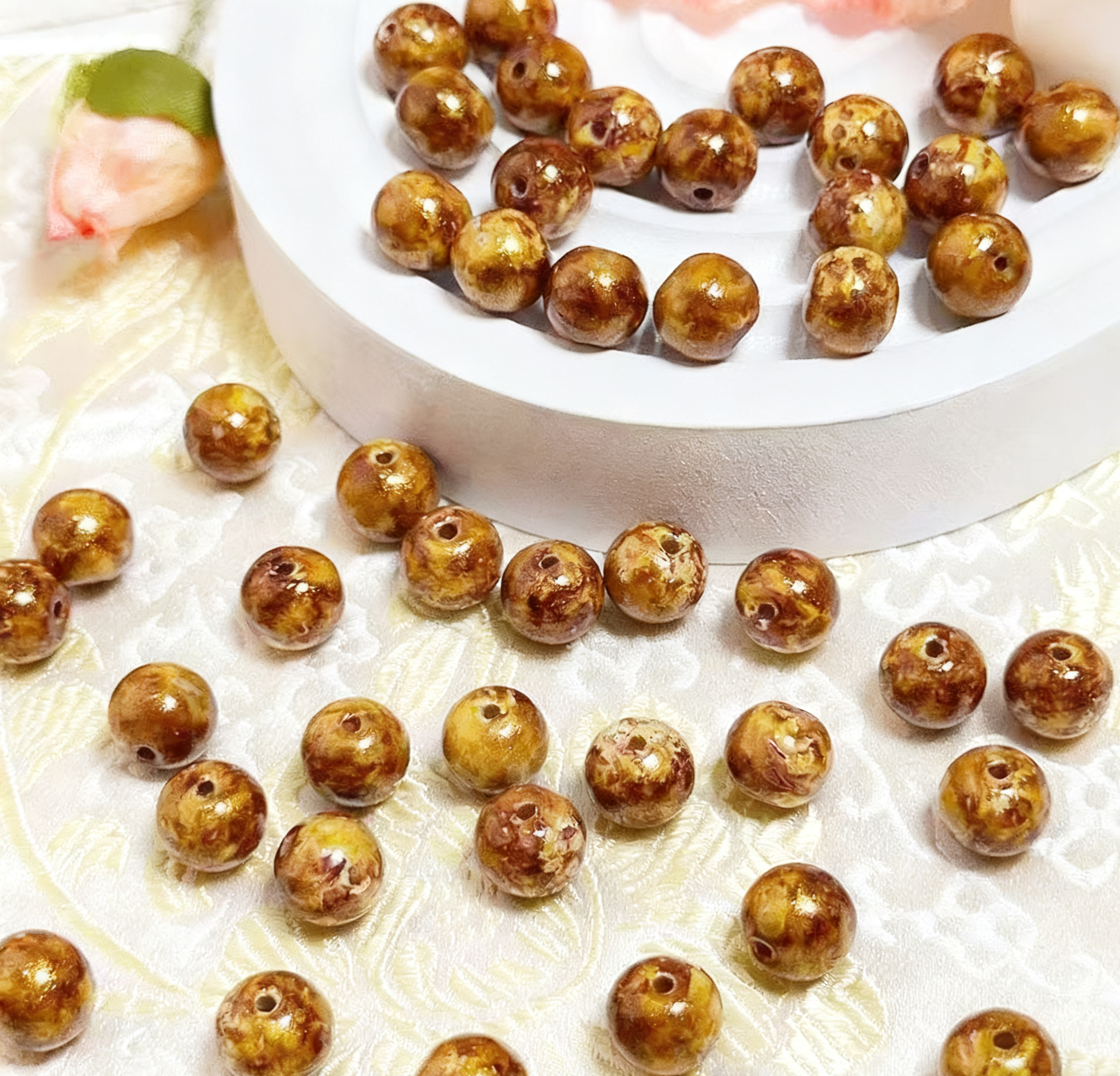 Oil painting beads (10mm 100pcs)