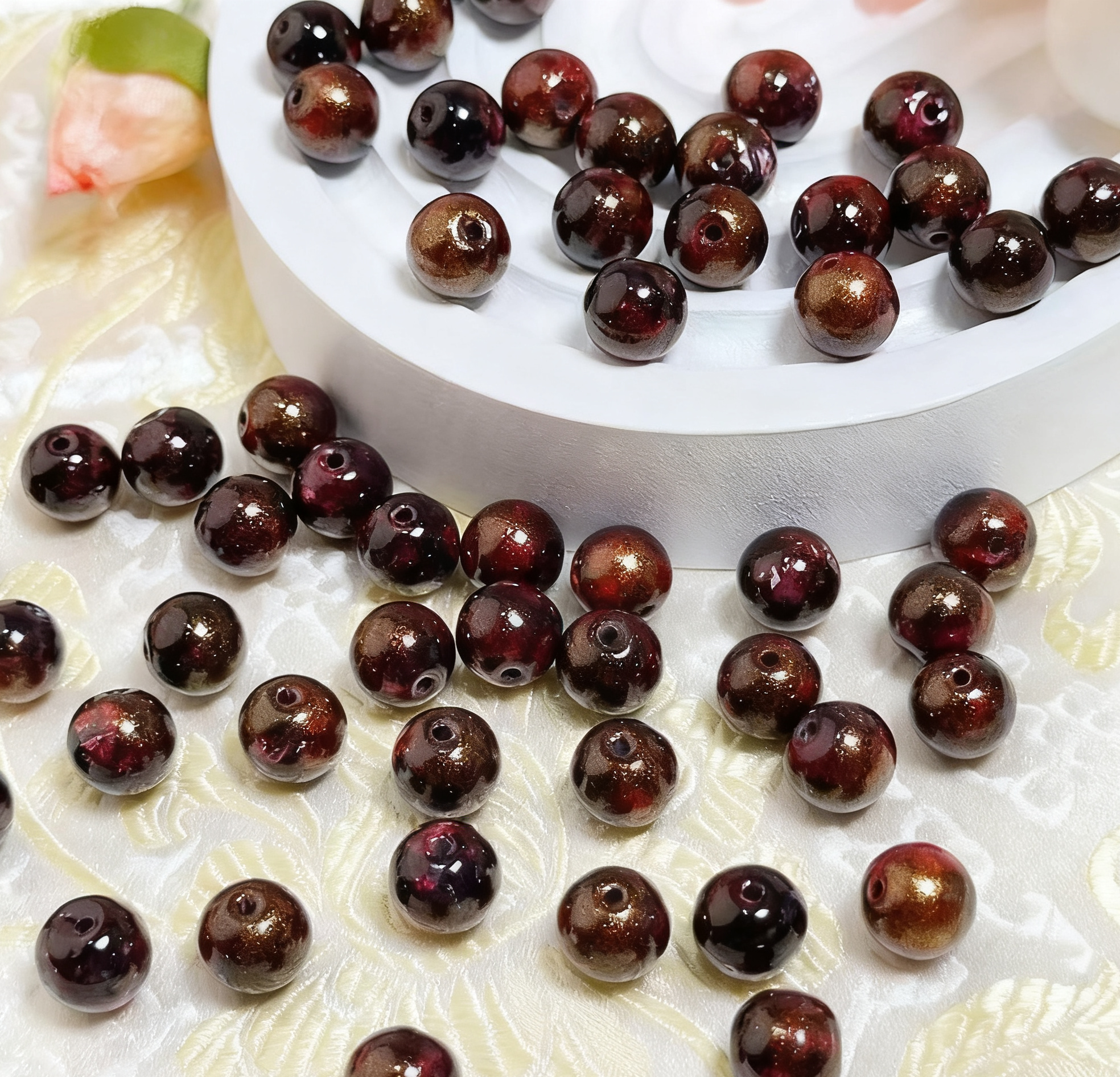 Oil painting beads (10mm 100pcs)