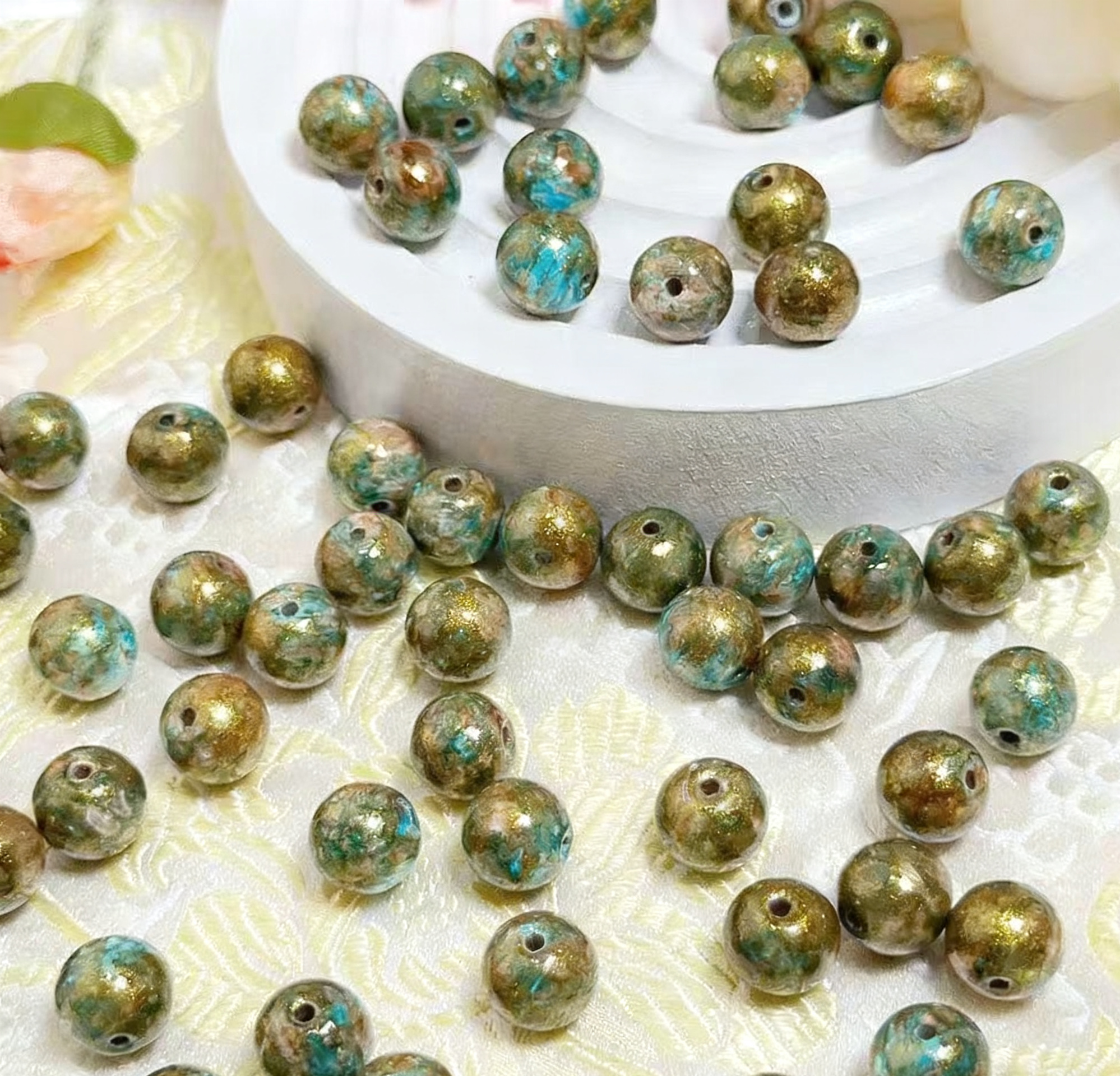 Oil painting beads (10mm 100pcs)