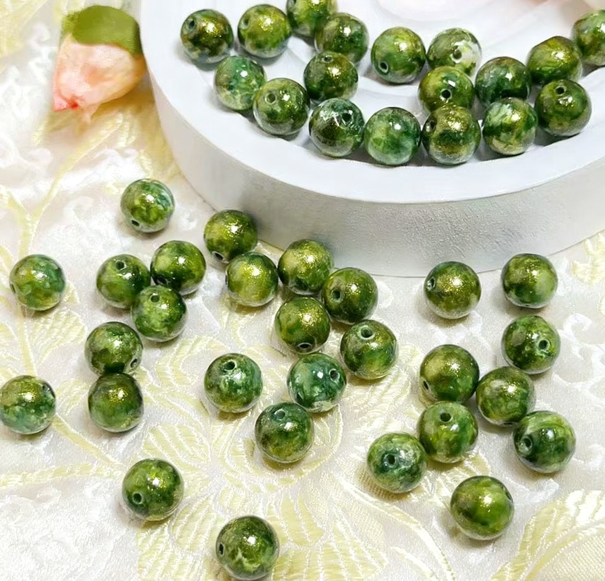 Oil painting beads (10mm 100pcs)
