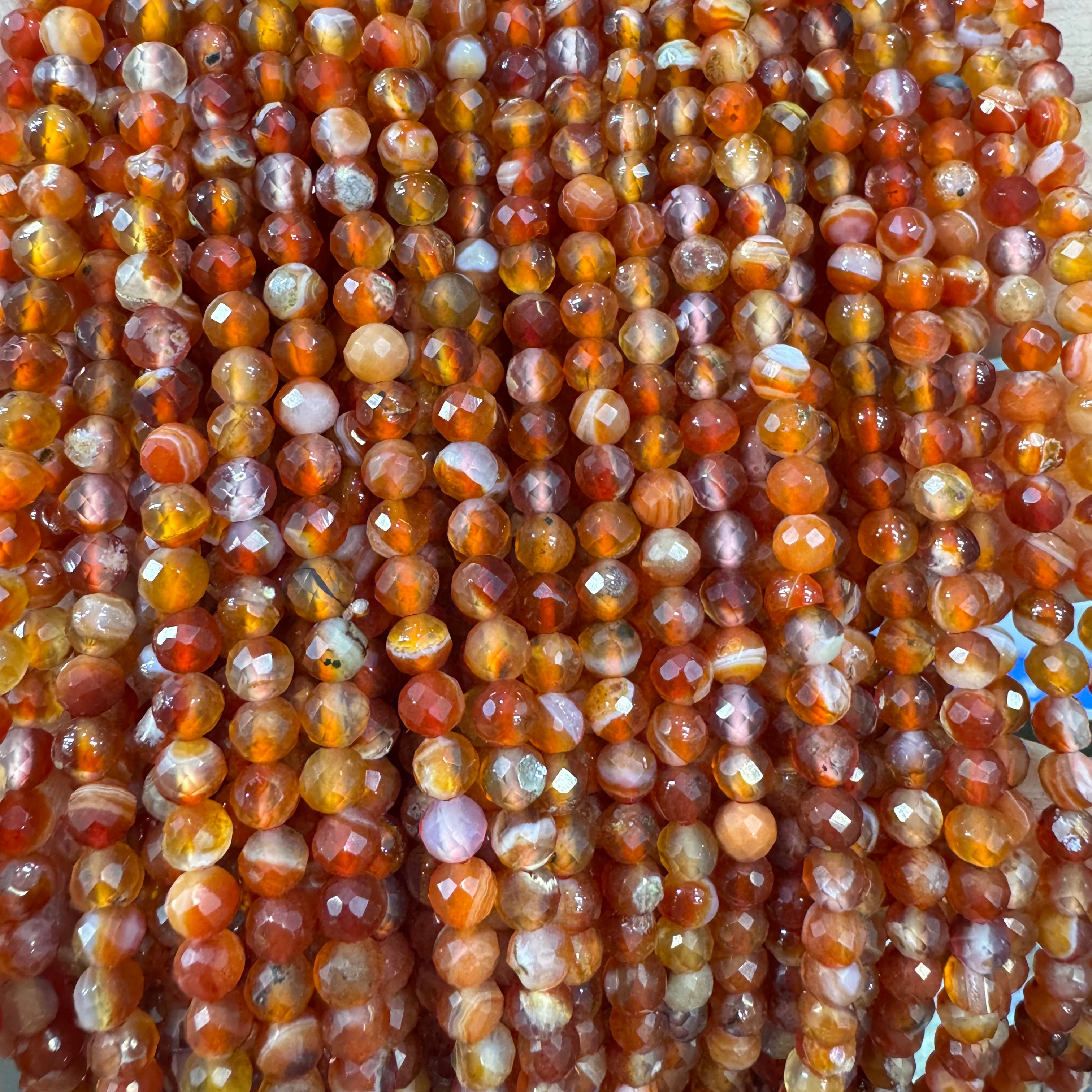 Natural crystal faceted beads 4mm