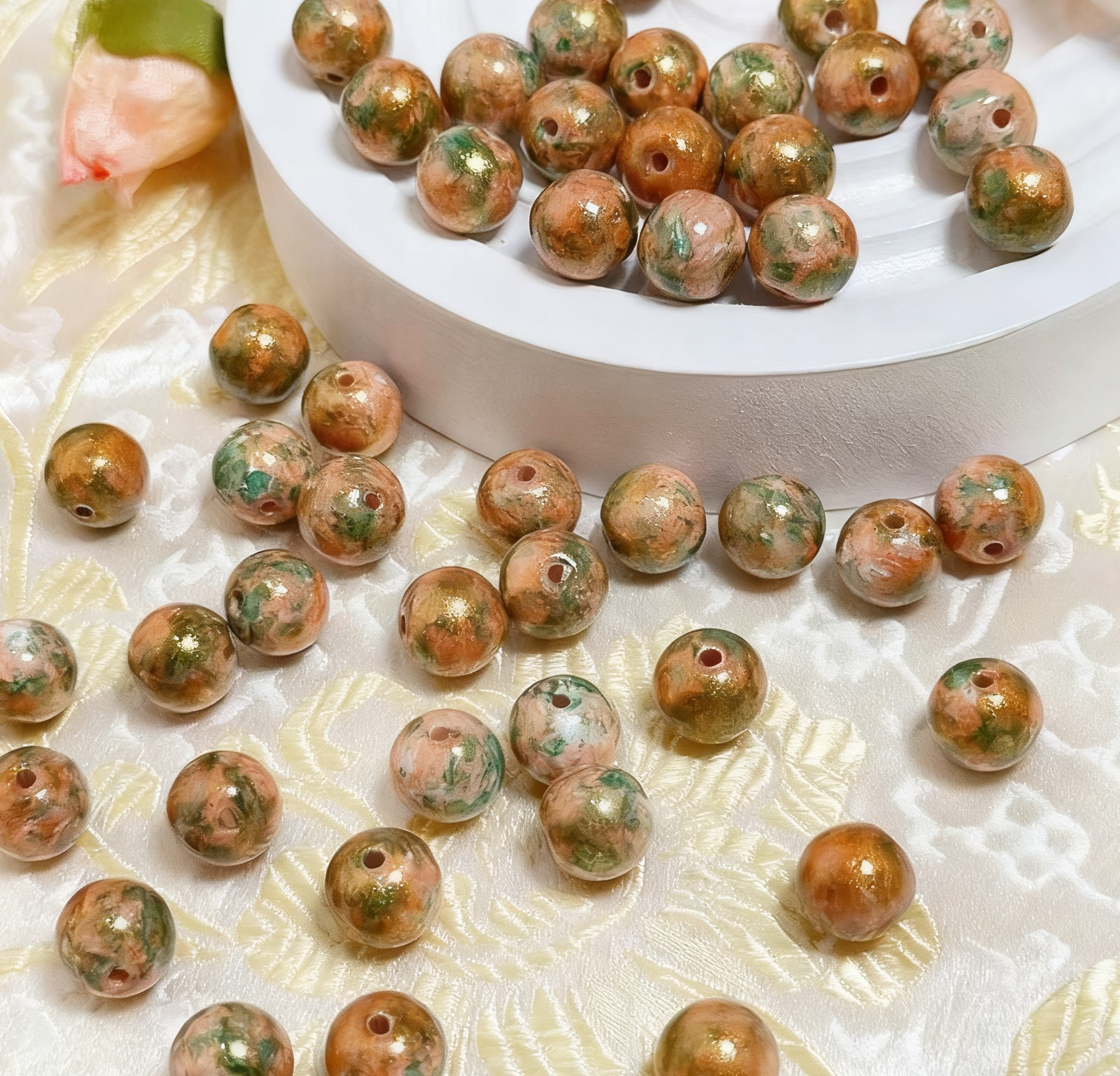 Oil painting beads (10mm 100pcs)