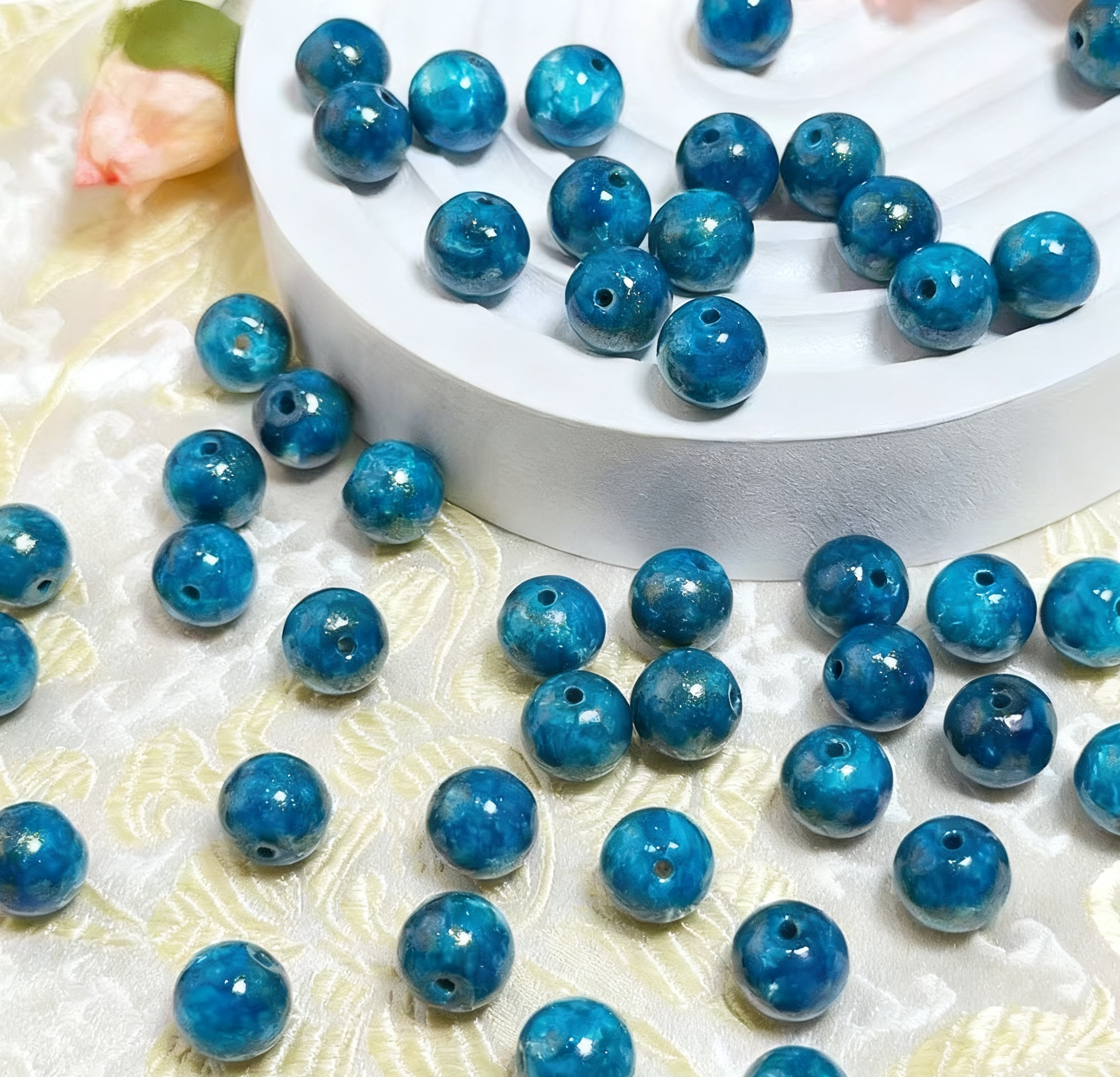 Oil painting beads (10mm 100pcs)