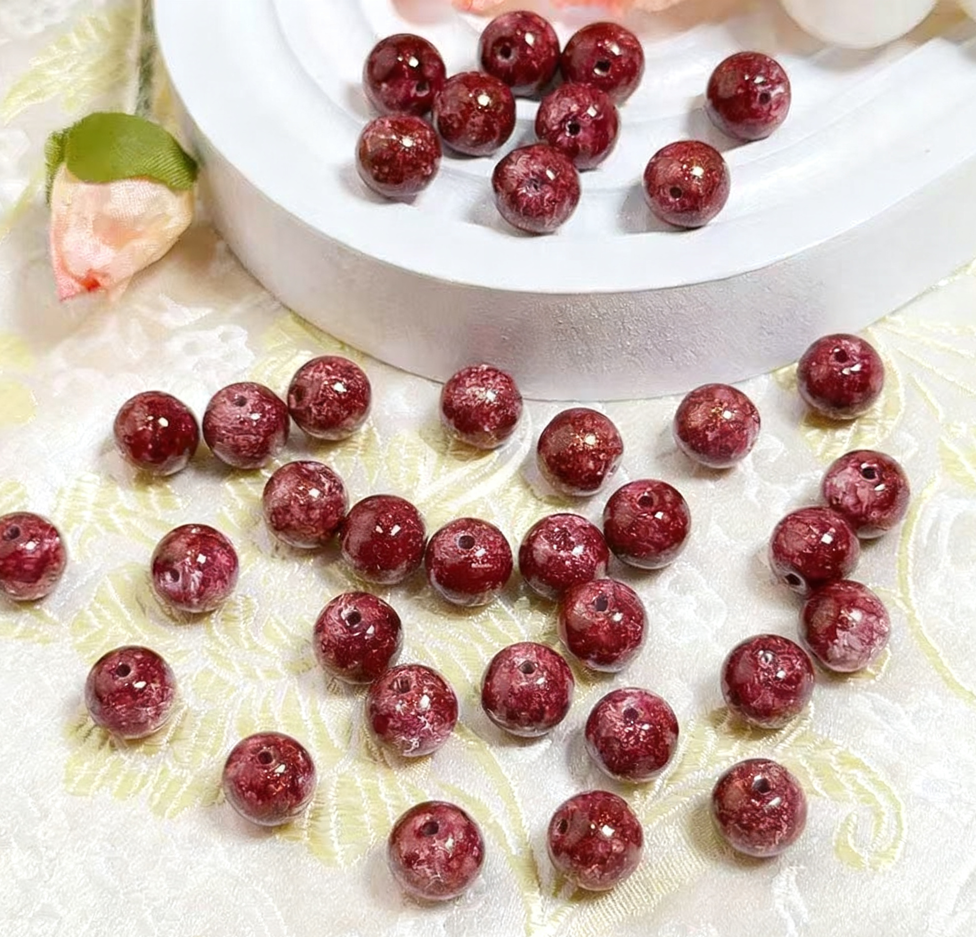 Oil painting beads (10mm 100pcs)