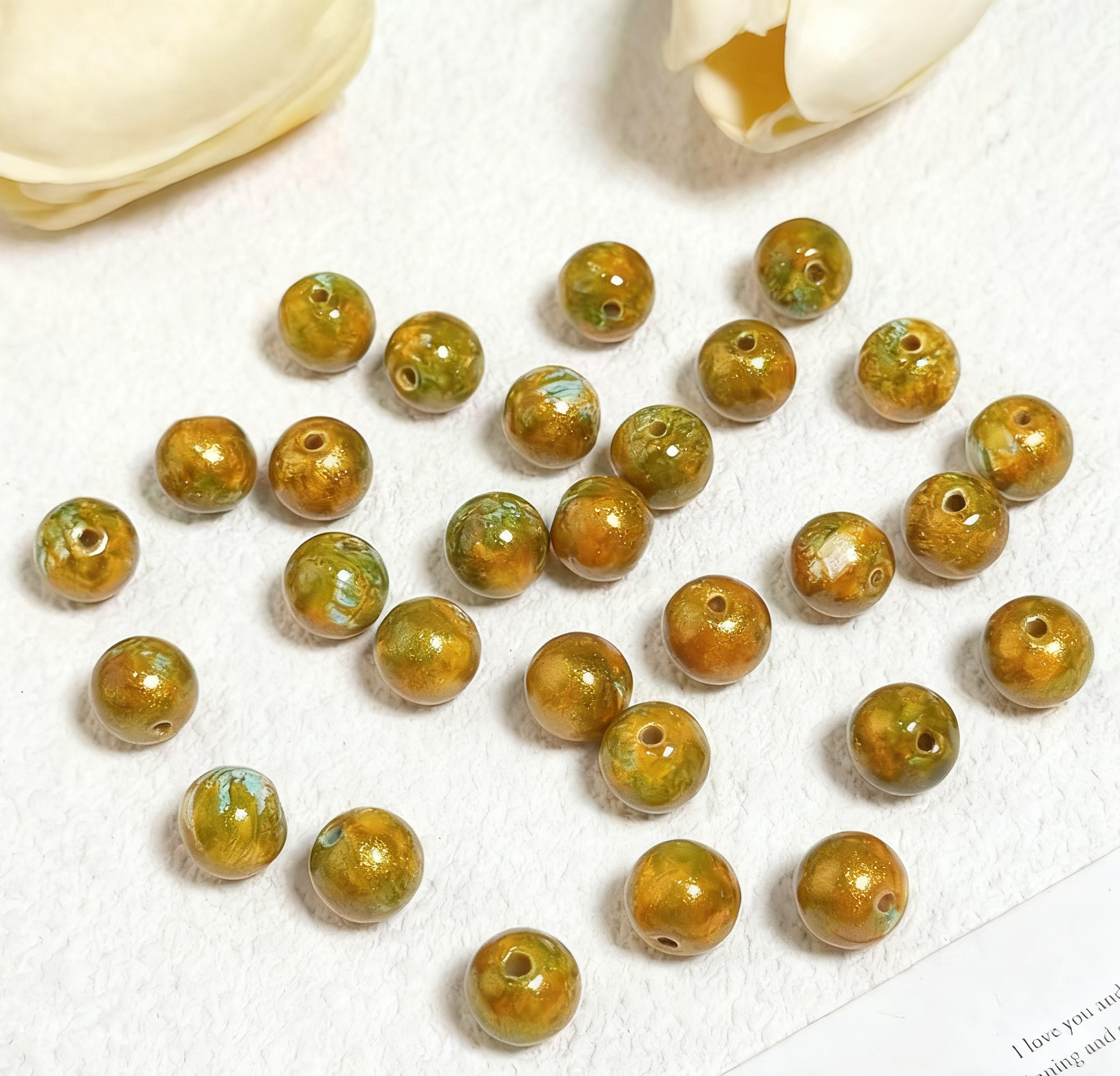 Oil painting beads (10mm 100pcs)