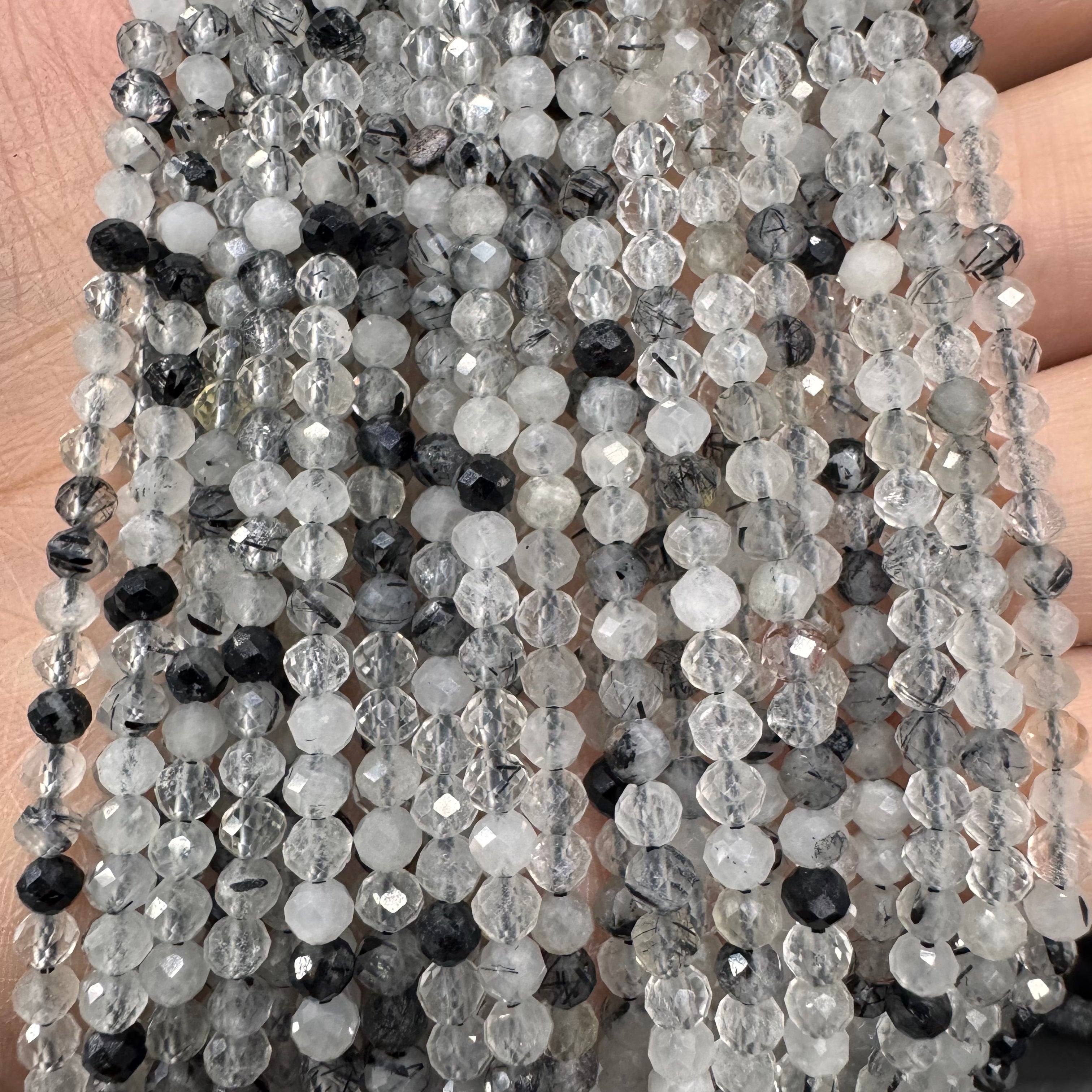 Natural crystal faceted beads 4mm