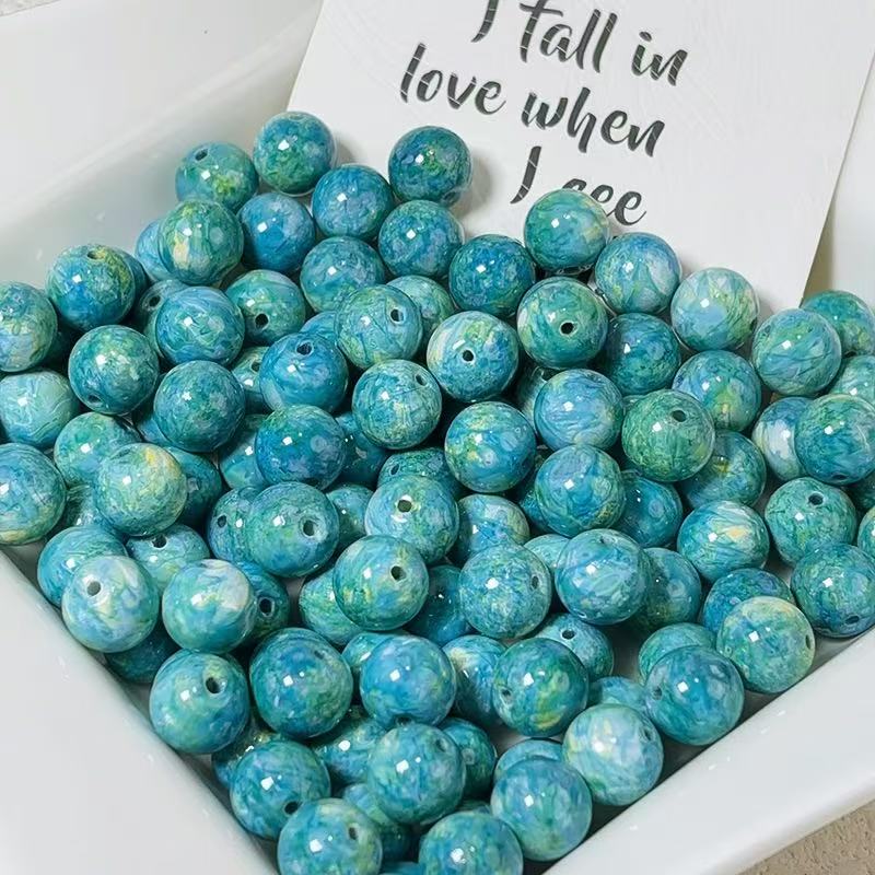 Oil painting beads (10mm 100pcs)