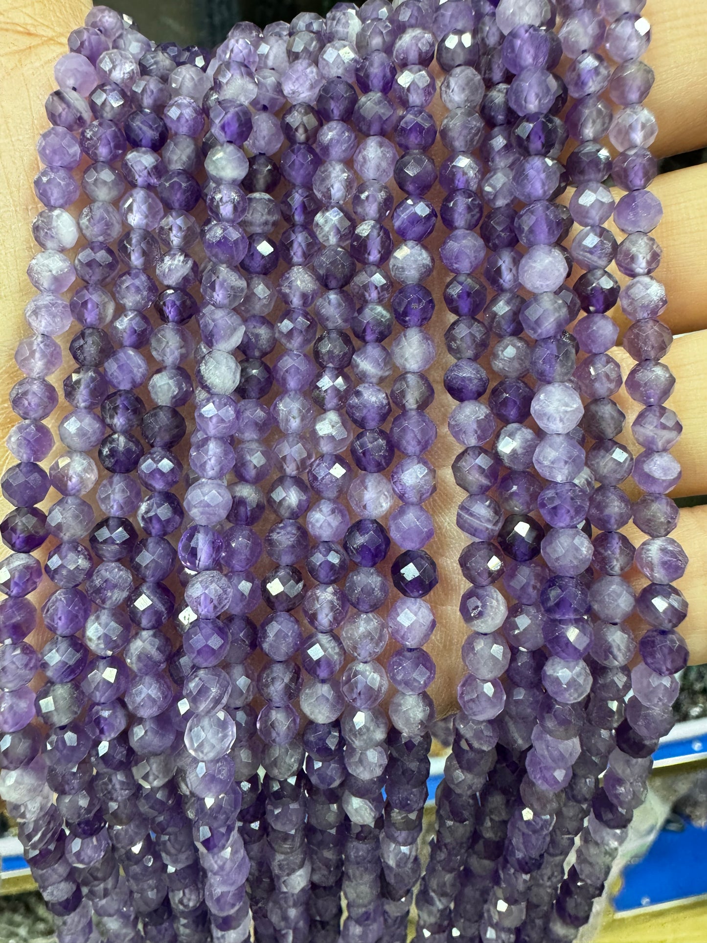 Natural crystal faceted beads 4mm