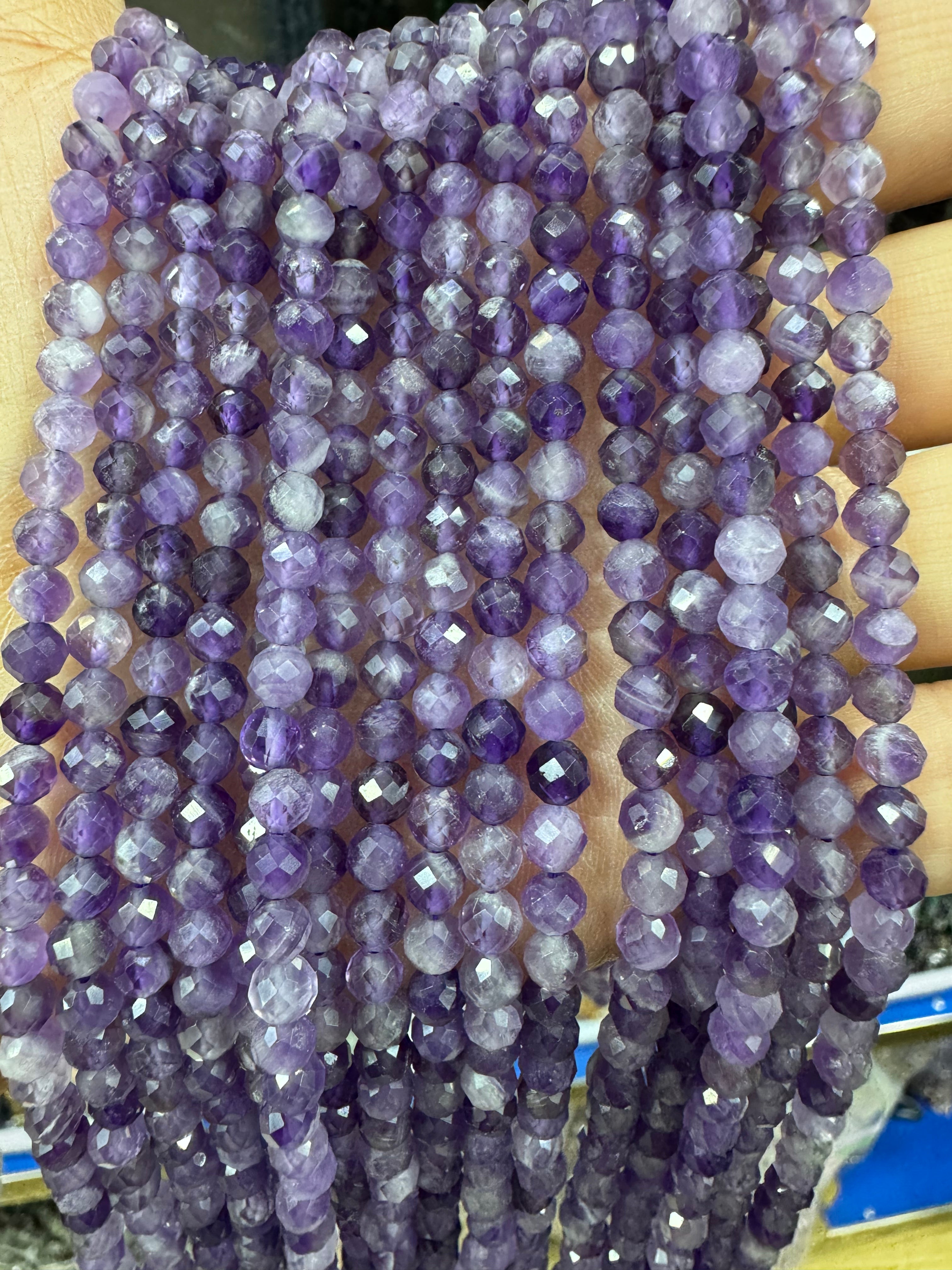 Natural crystal faceted beads 4mm