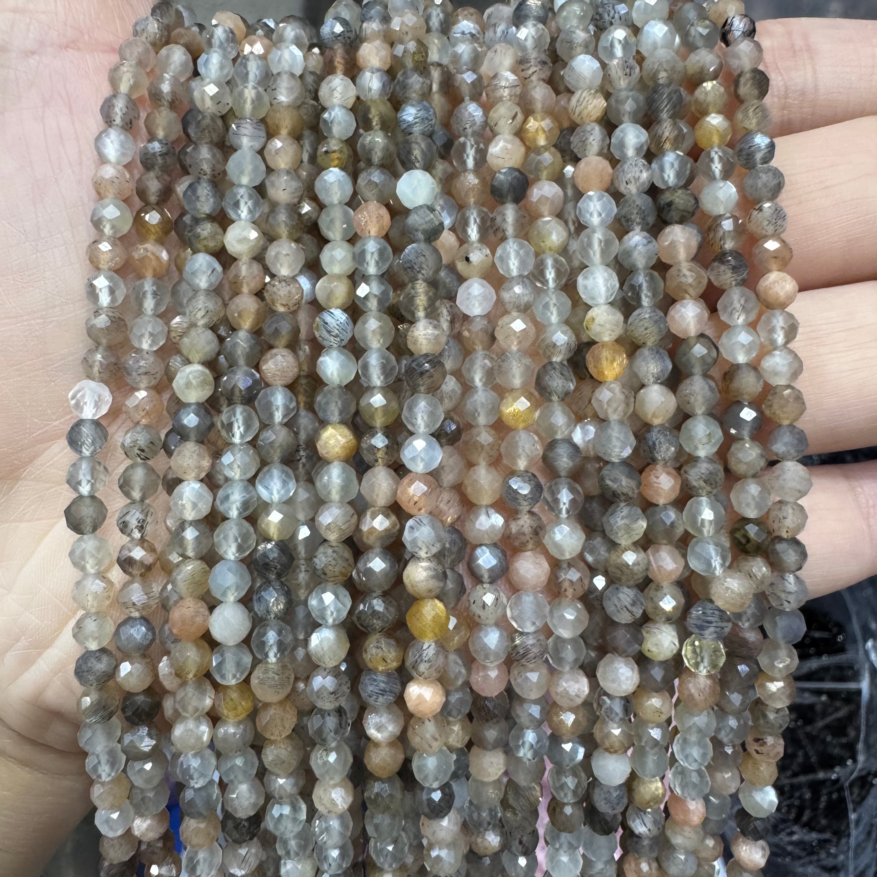 Natural crystal faceted beads 4mm