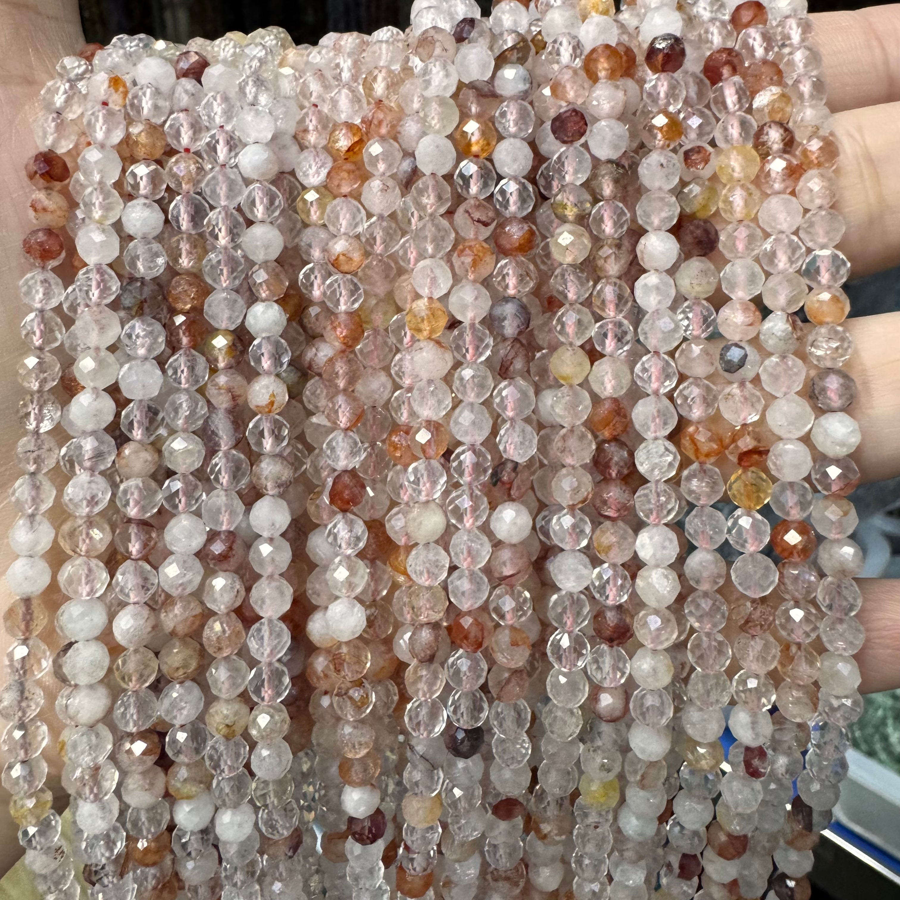Natural crystal faceted beads 4mm