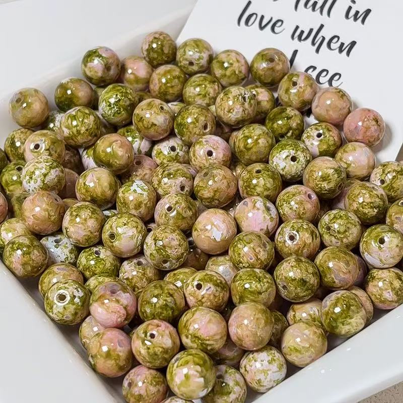 Oil painting beads (10mm 100pcs)