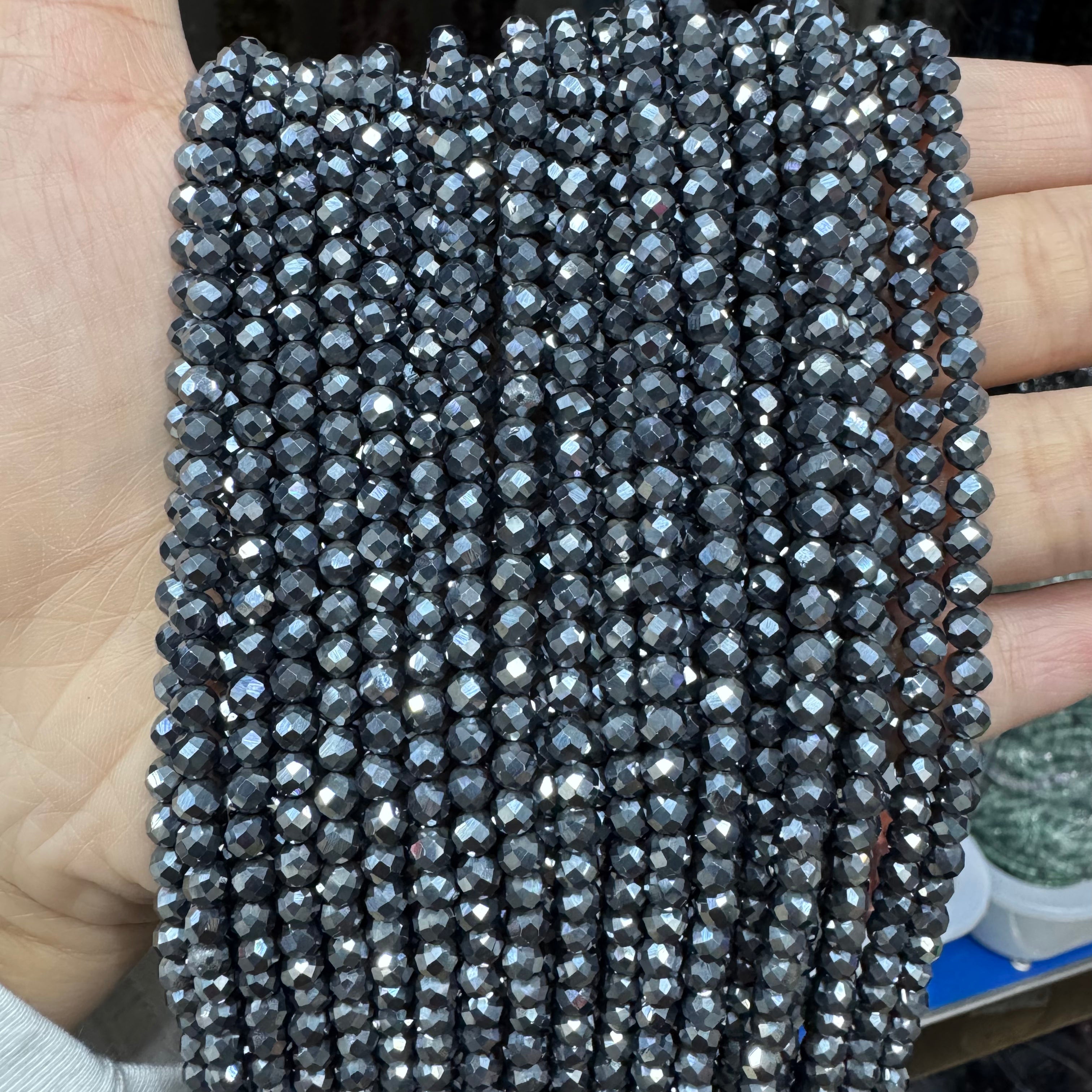 Natural crystal faceted beads 4mm