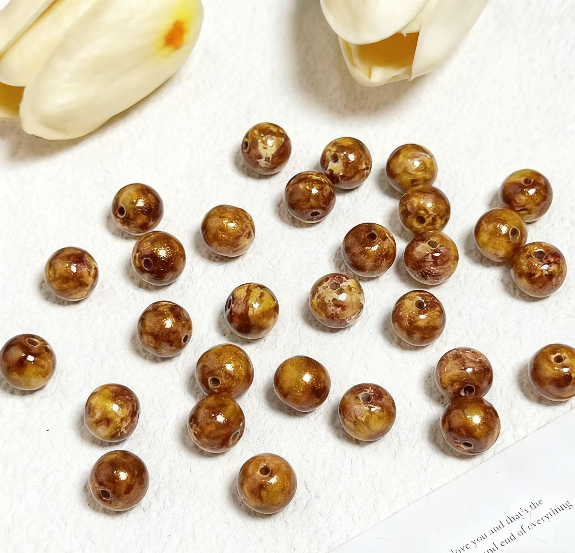 Oil painting beads (10mm 100pcs)