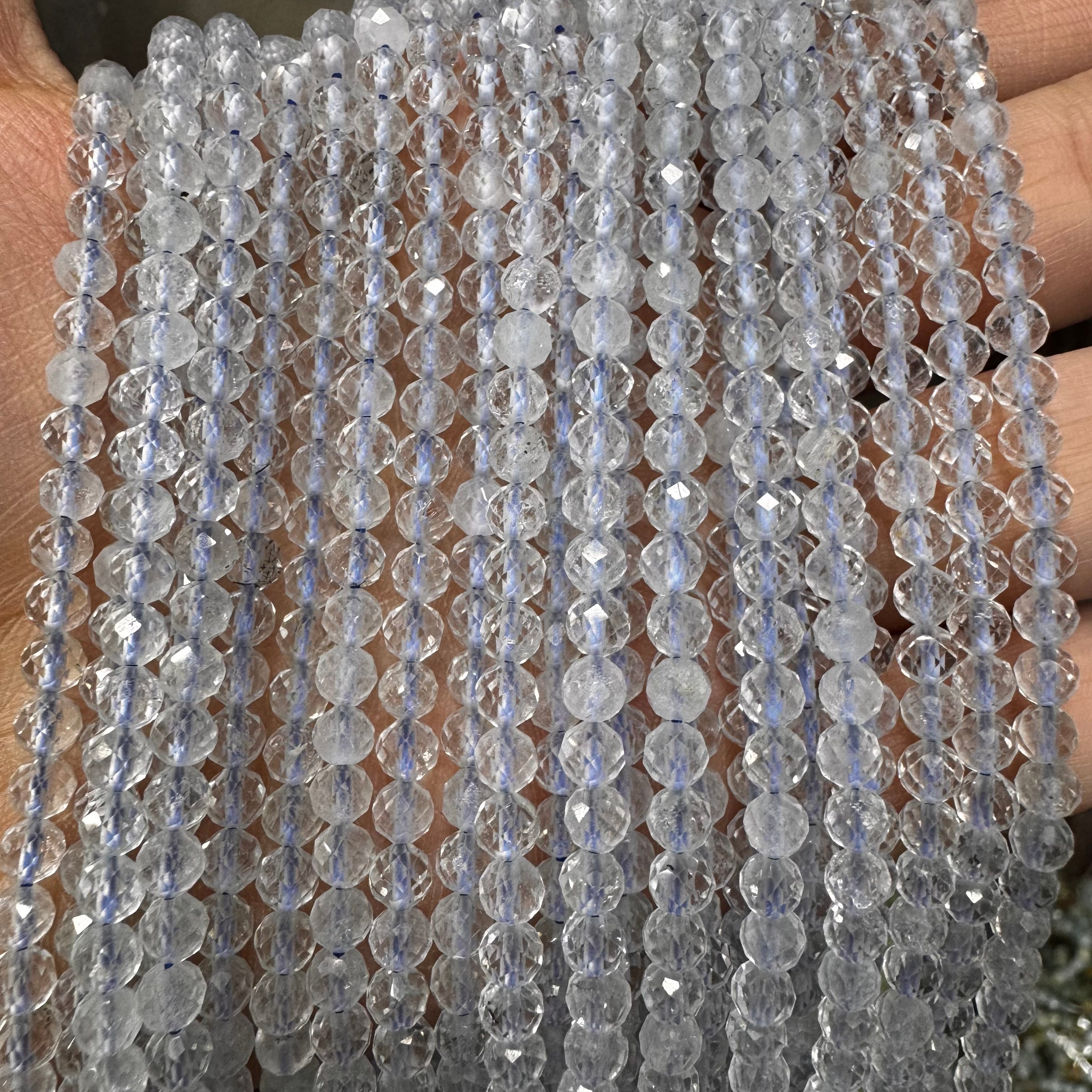 Natural crystal faceted beads 4mm