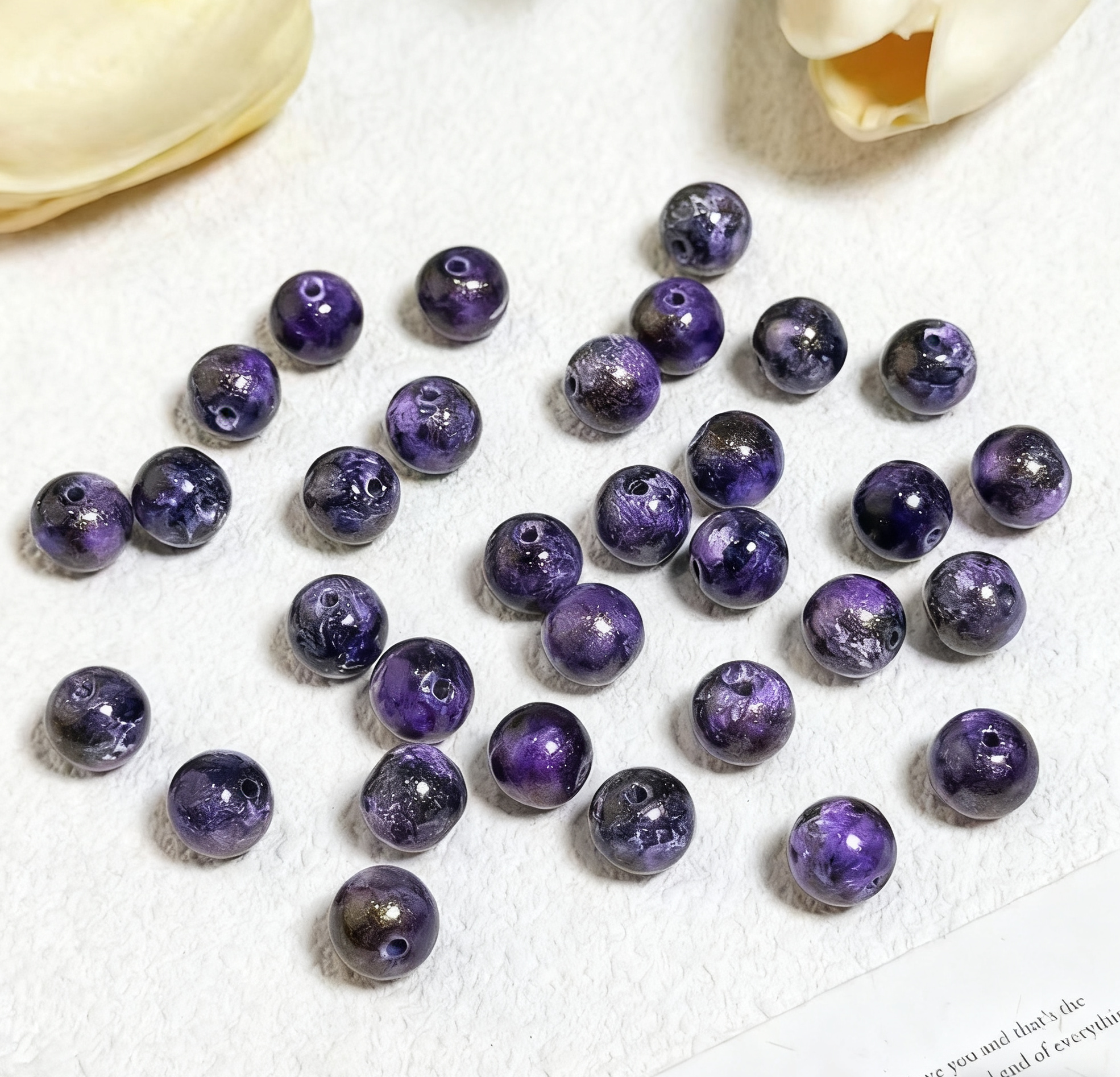 Oil painting beads (10mm 100pcs)