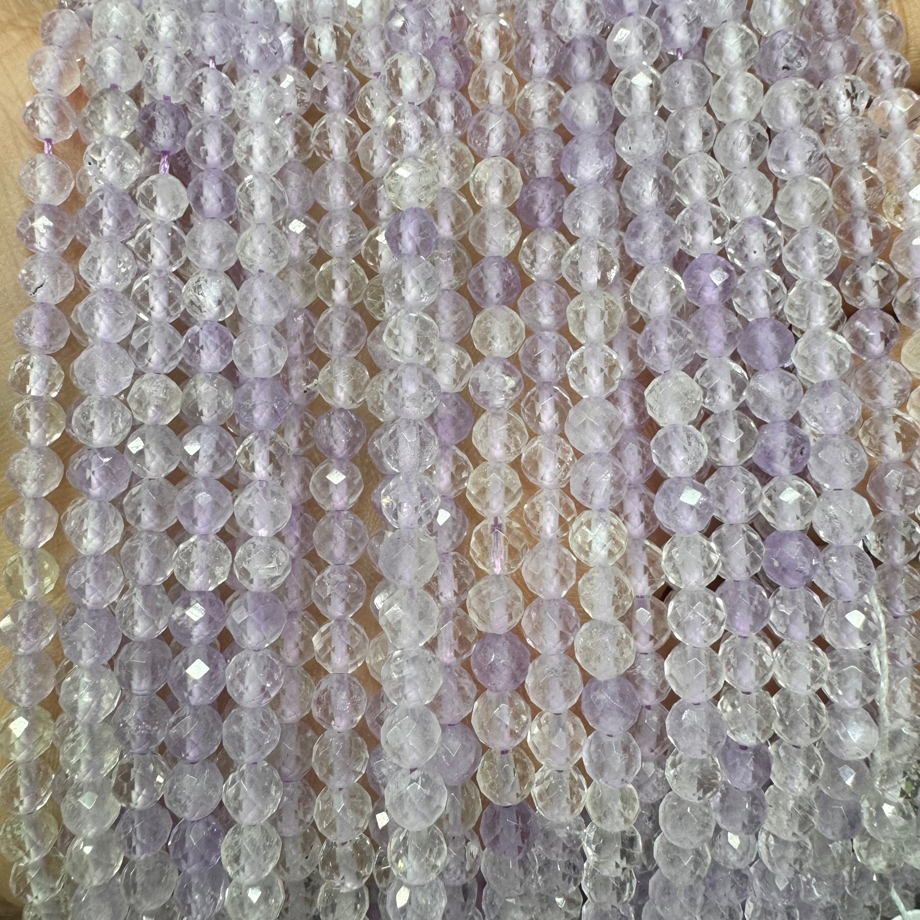 Natural crystal faceted beads 4mm
