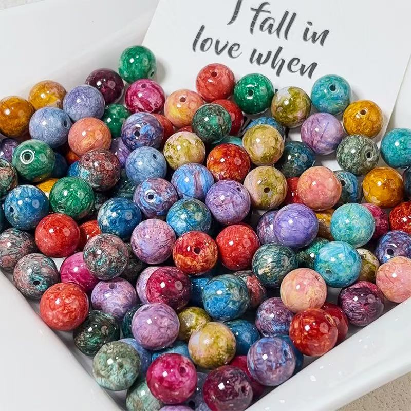 Oil painting beads (10mm 100pcs)