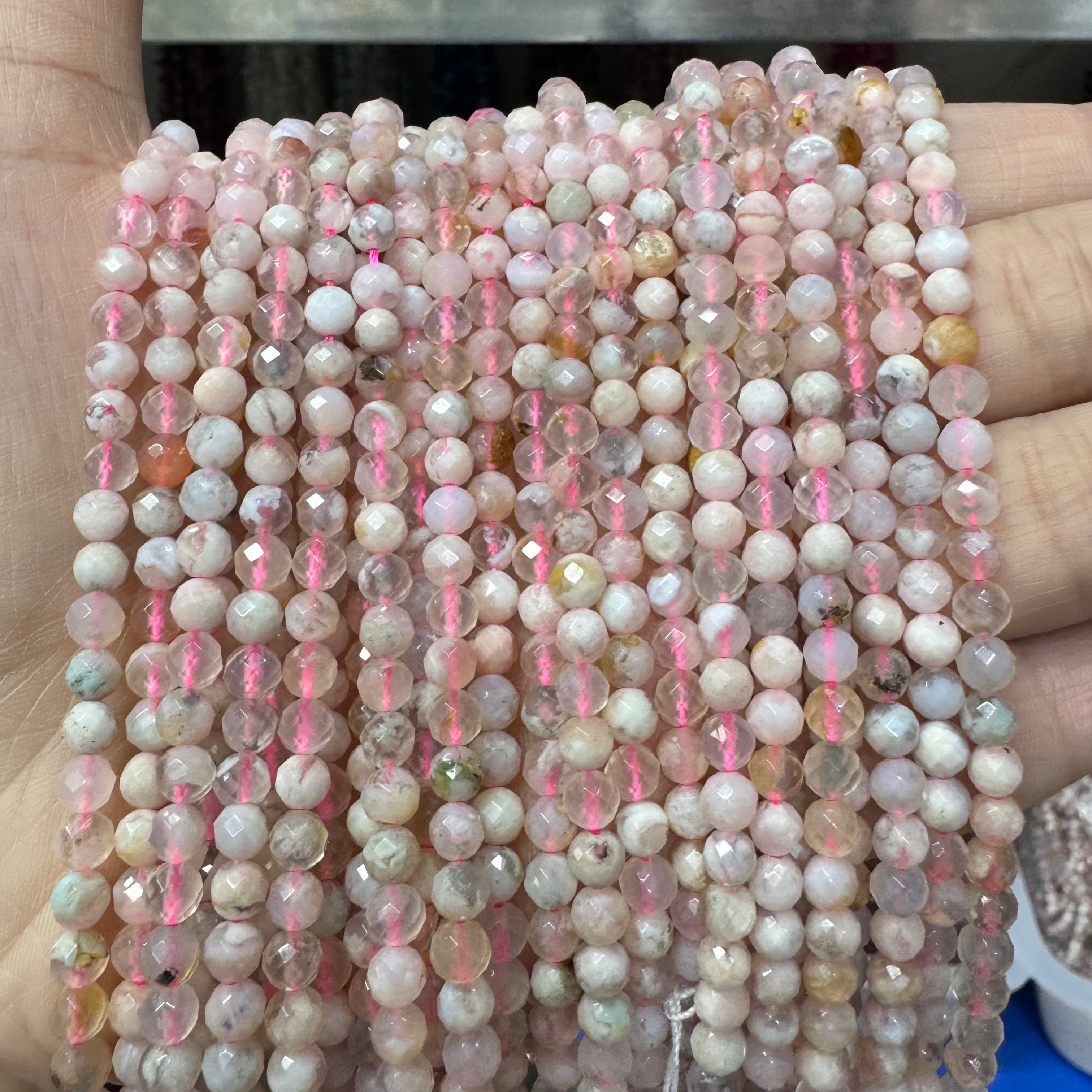 Natural crystal faceted beads 4mm