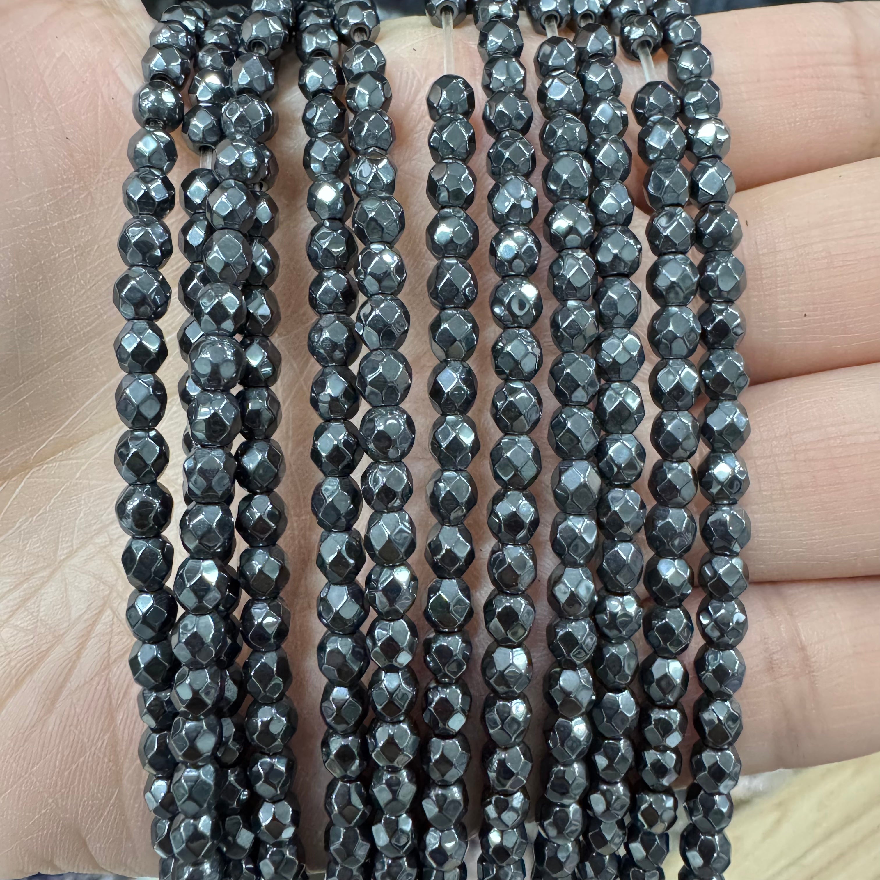 Natural crystal faceted beads 4mm