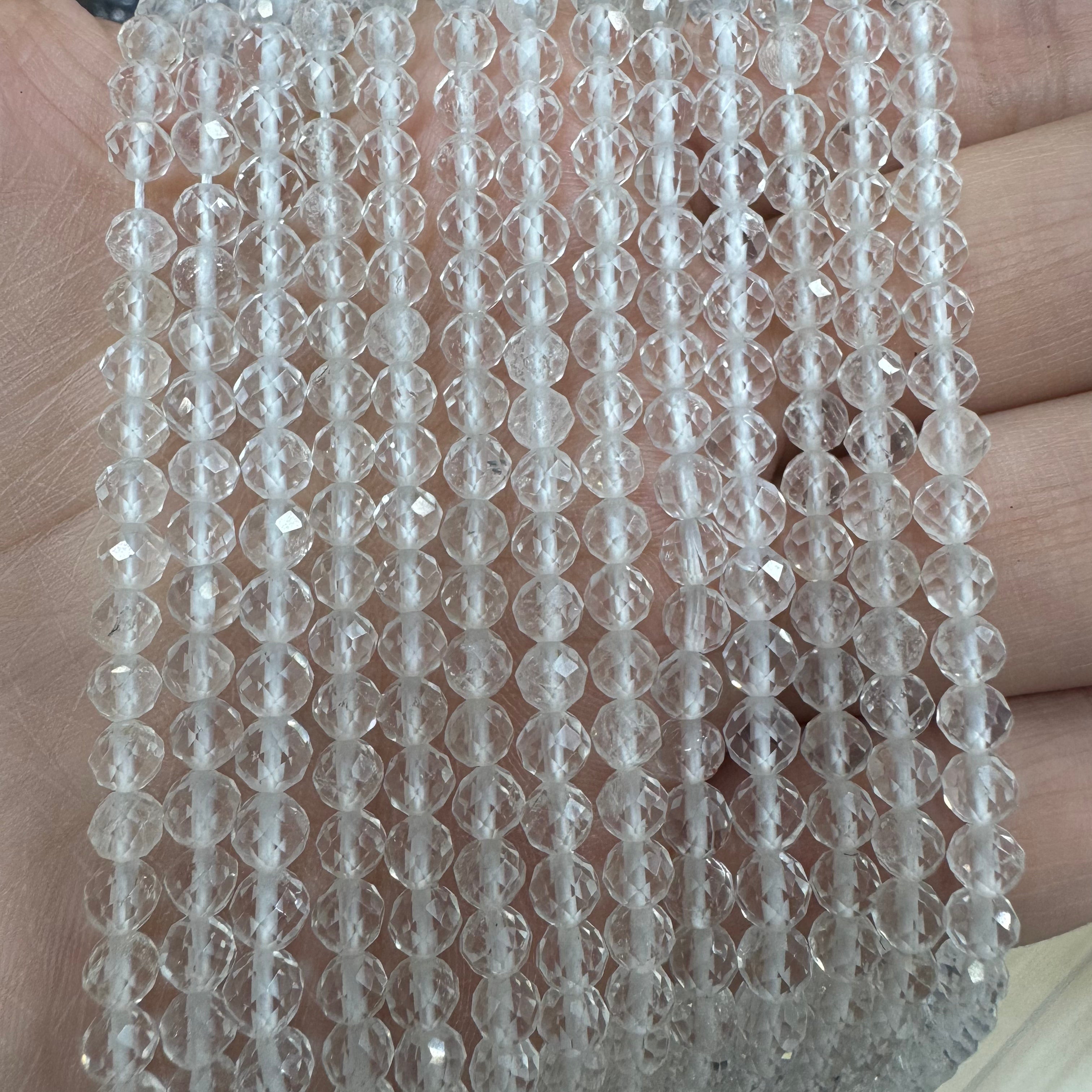 Natural crystal faceted beads 4mm